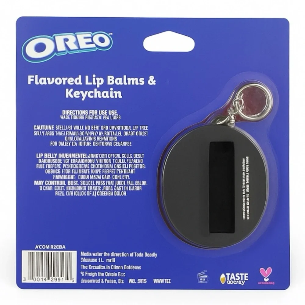 Oreo 3 Flavored Lip Balms & Cookie Keychain Set Limited Edition Gift Bundle